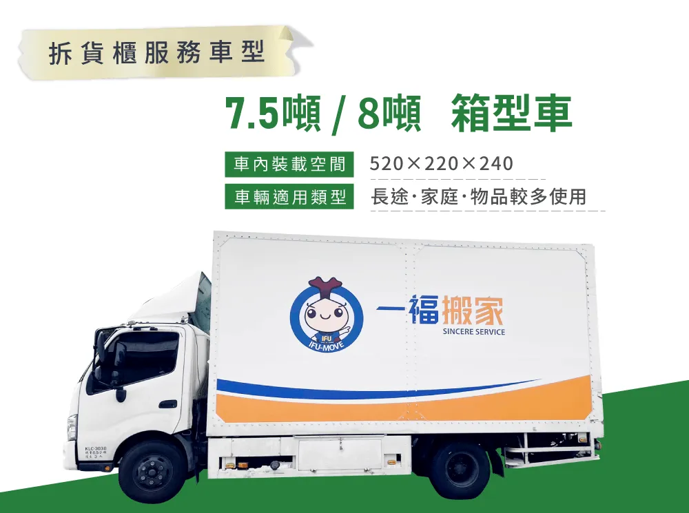 拆貨櫃推薦一福搬家,長途.家庭.物品較多者適用 拆貨櫃服務車型-拆貨櫃服務推薦