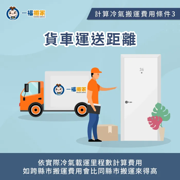 當運輸距離越遠或遇行駛蜿蜒山區,搬家公司也會視實際冷氣載運情形酌收費用! 運送距離與路況評估-冷氣搬家費用