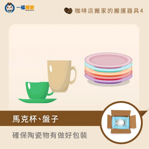 馬克杯和盤子搬運-咖啡店 搬家