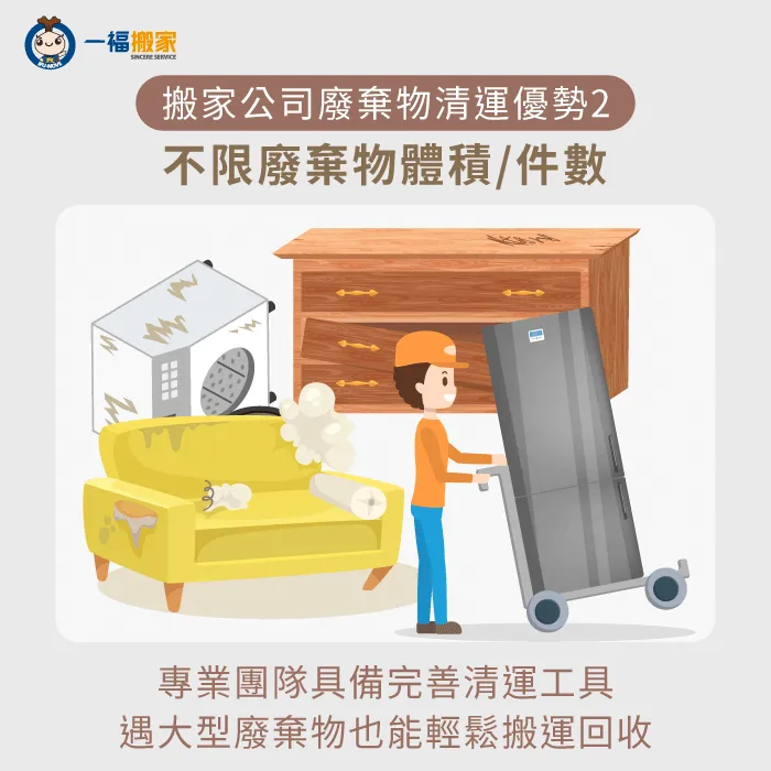 不限廢棄物大小數量皆受理-搬家公司垃圾清運