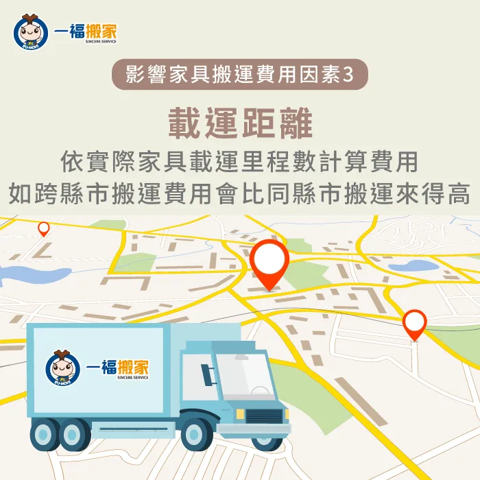 家具載運距離遠近-單件家具搬運費用