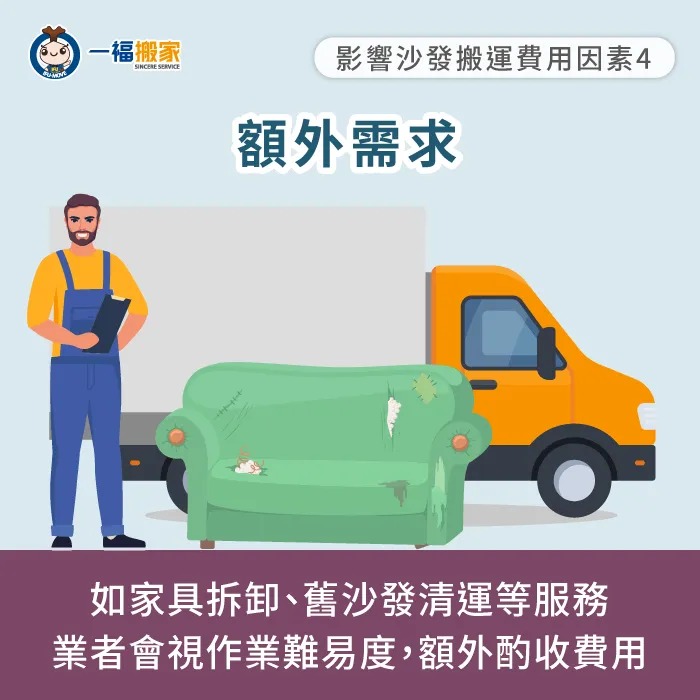 客製化加值服務-搬運沙發費用