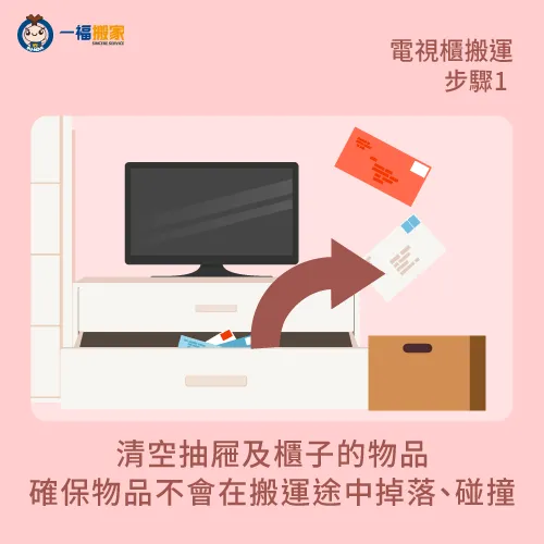 清空抽屜及櫃子內的物品-電視櫃 搬家