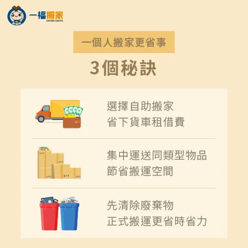 一個人搬家更省力的3個祕訣-一個人搬家