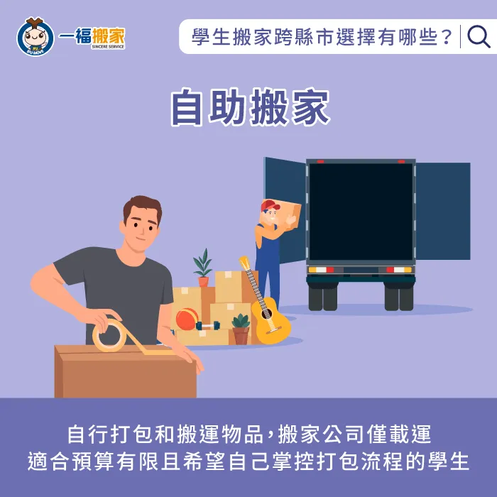 自行打包並搬運至樓下,由搬家公司協助運輸,省錢又靈活 自助搬家-學生跨縣市搬家